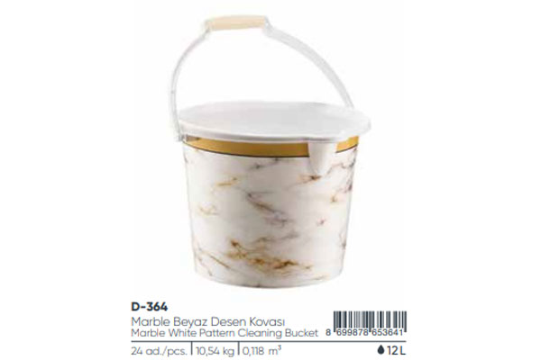 Marble White Pattern Cleaning Bucket
