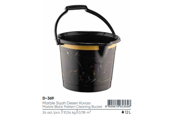 Marble Black Pattern Cleaning Bucket