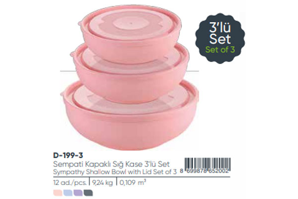 Shallow Bowl with Lid Set of 3