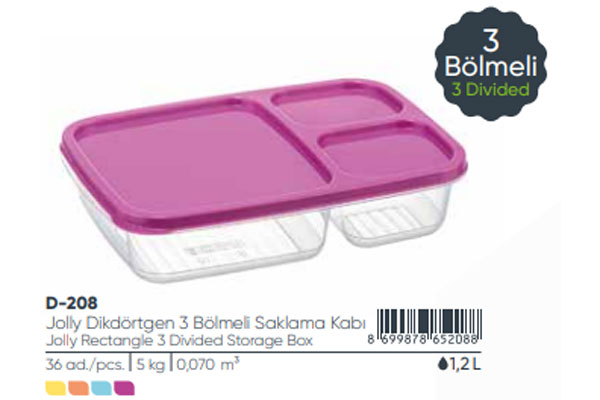  Rectangle 3 Divided Storage Box