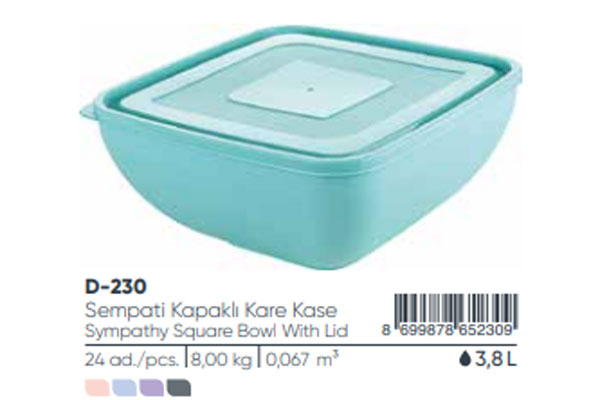 Square Bowl With Lid