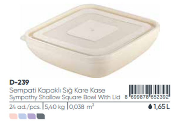 Shallow Square Bowl With Lid